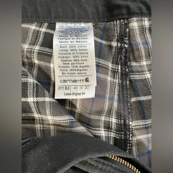 CARHARTT Mens LOOSE FIT WASHED DUCK FLANNEL-LINED UTILITY WORK PANT Size… - Picture 9 of 9